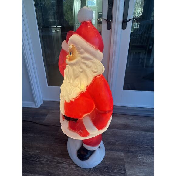 Blow Mold General Foam 41” Waving Santa w/ Red Gloves Christmas Made in USA - Picture 7 of 13